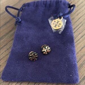 Tory Burch Gold and Black Stud Earrings